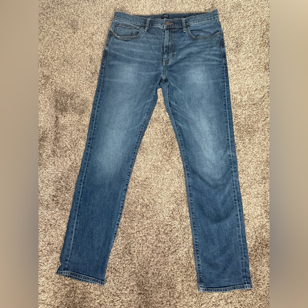 J Crew Flex Straight Fit Mens Dark Wash Jeans W34 L34 Stretch Denim - Picture 4 of 9